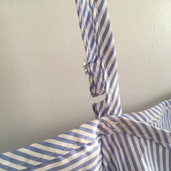 Blue and white stripe OTS ruffle top large - Picture 5 of 5